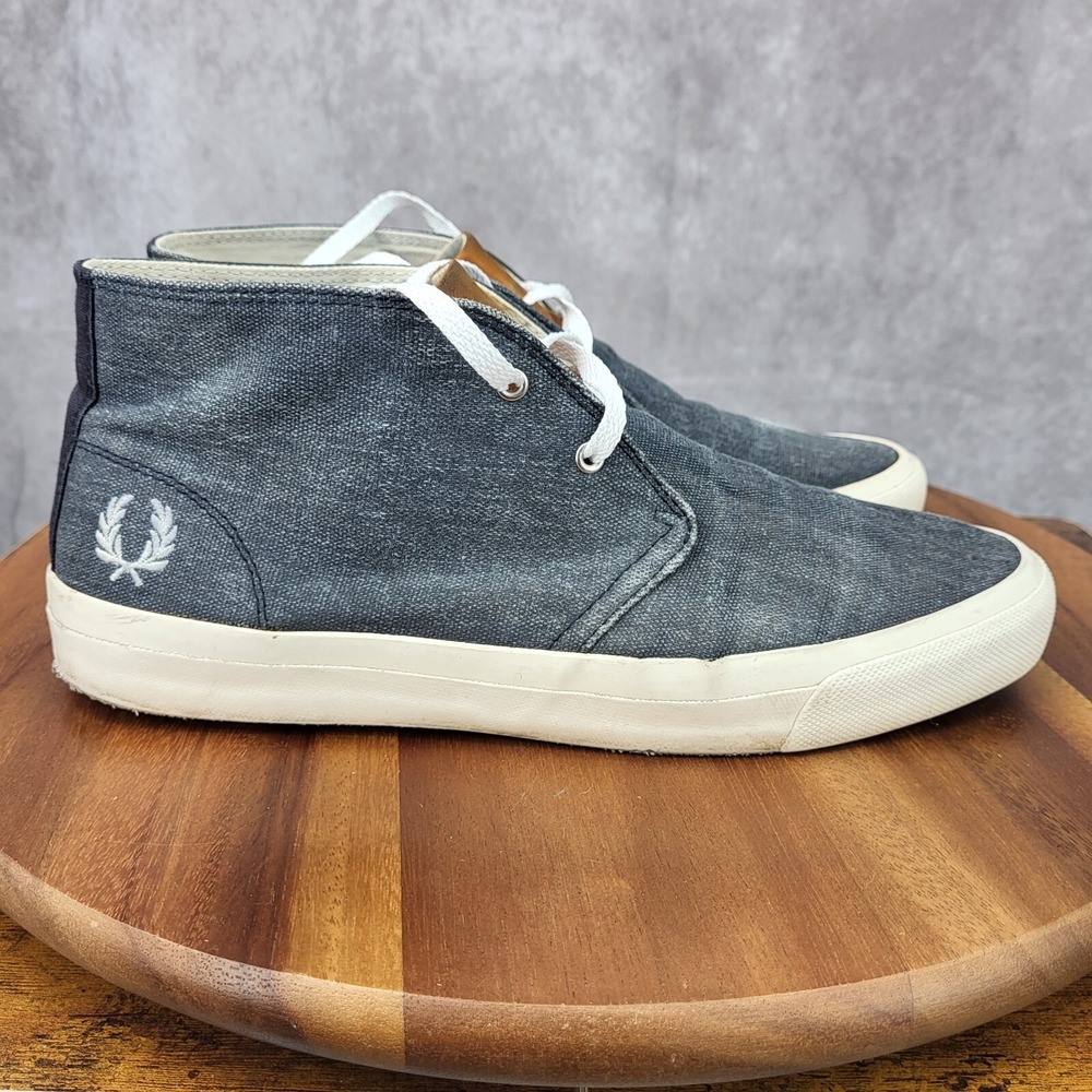 Fred Perry Sneakers Mens‎ 8 Blue Canvas Ankle Hi Top Boots Shoes B5212-608